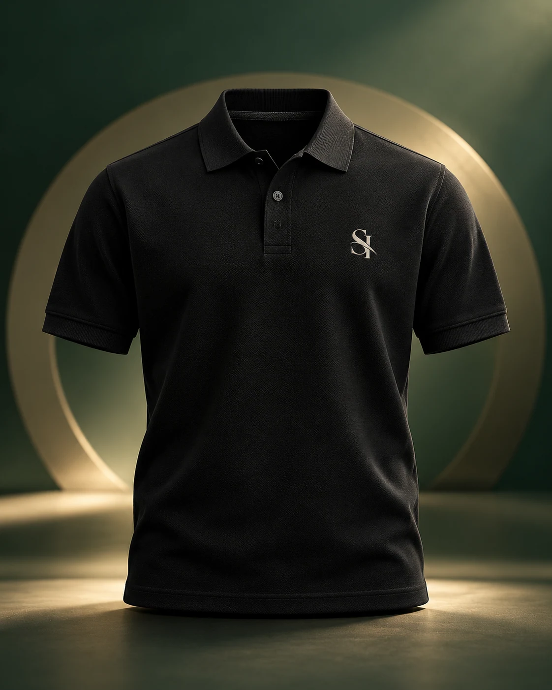 Black polo shirt